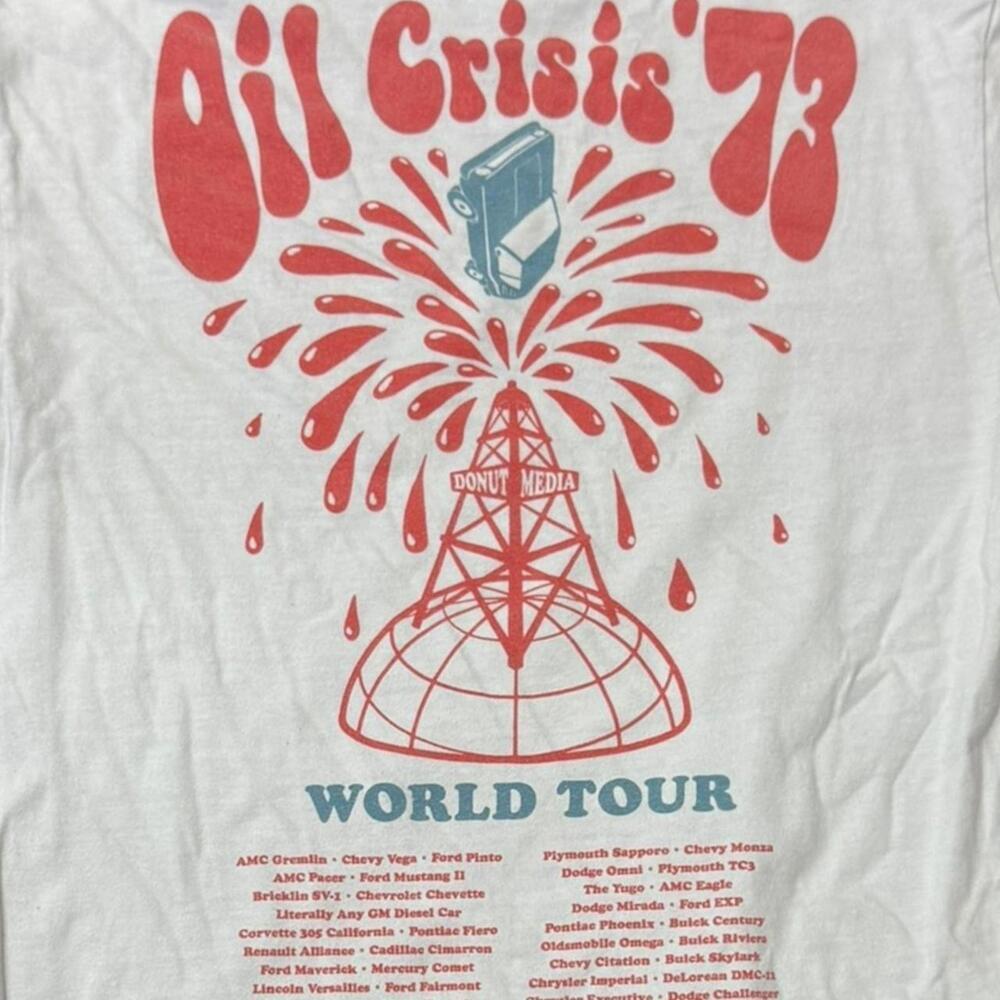 Donut Media Oil Crisis ’73 World Tour Graphic Tee White Size M - Picture 3 of 5